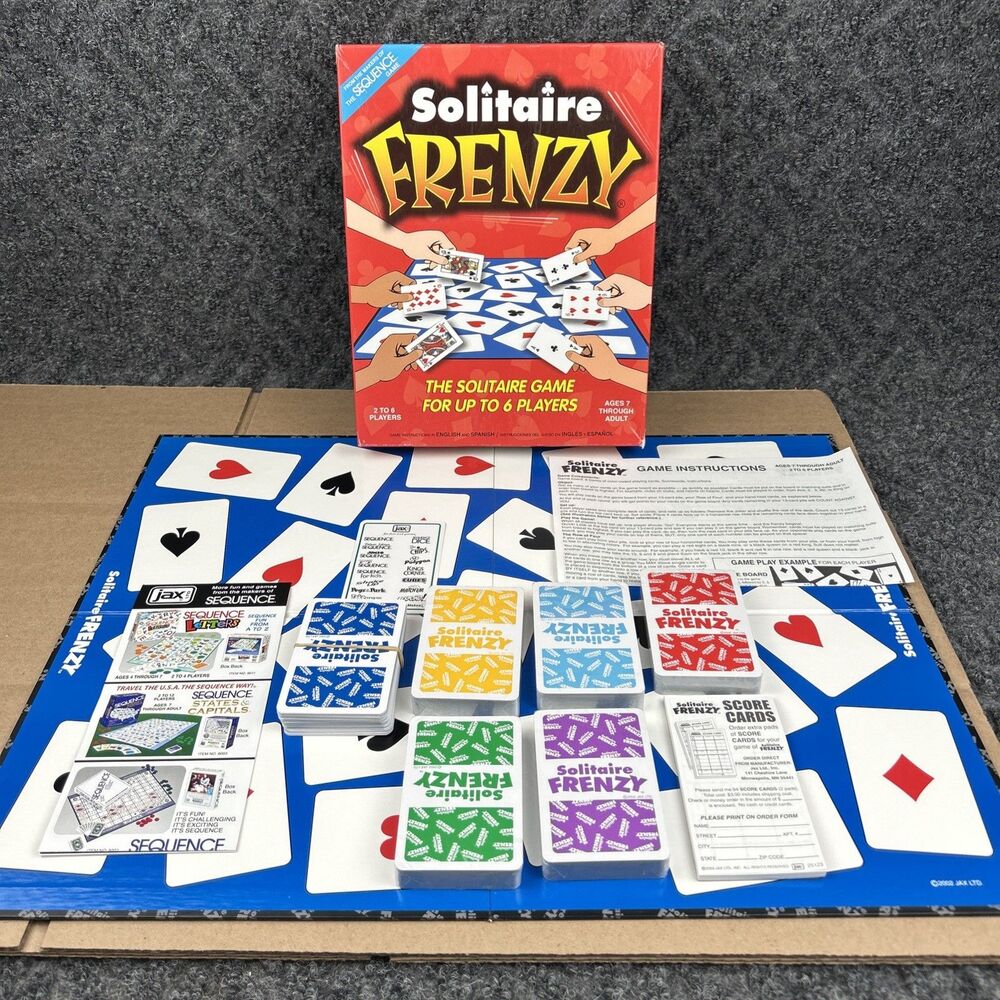 Solitaire Frenzy Card Game COMPLETE Jax 2002 Family Fast Sequence